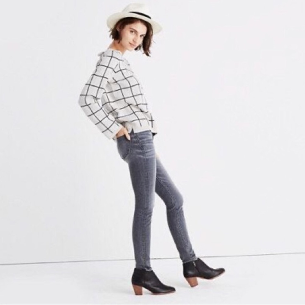 Madewell sweater windowpane lace back women’s size S